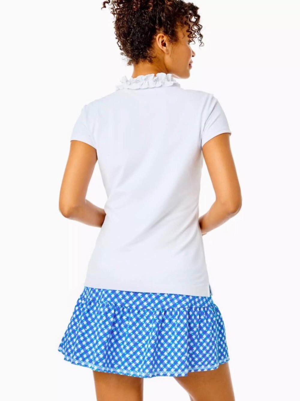 New Lilly Pulitzer Luxletic Skort Gardenia Skirt Shorts Boca Blue White Check XS - Picture 12 of 13